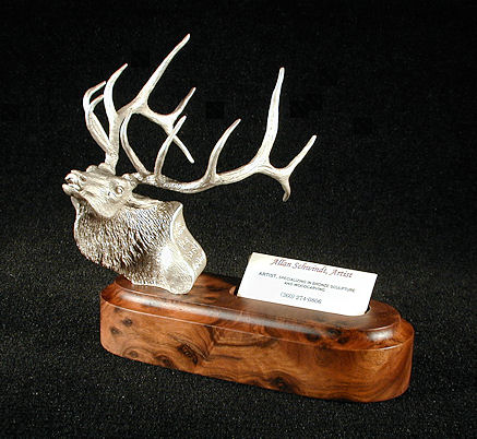 Bull Elk Silver Sculpture