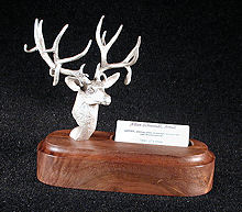Mule Deer Buck Silver Sculpture