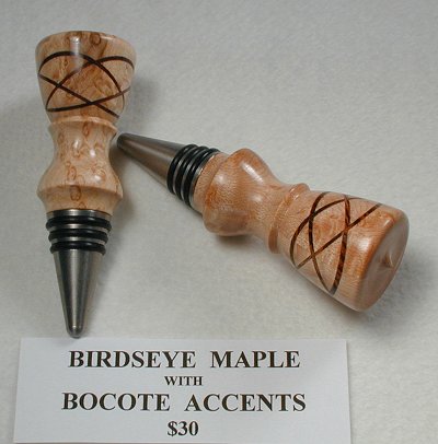 Birdseye Maple w/Bocote accents Bottle Stopper