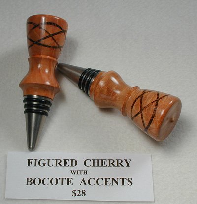 Figured Cherry w/Bocote accents Bottle Stopper