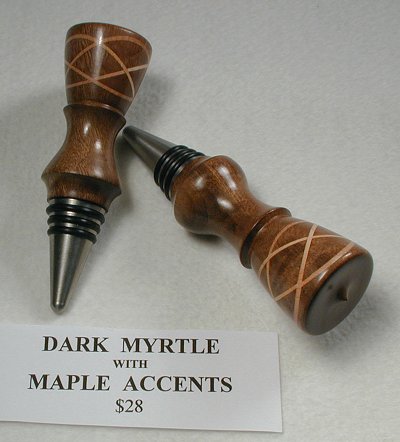 Dark Myrtle w/Maple accents Bottle Stopper