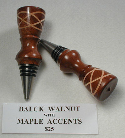 Walnut w/Maple accents Bottle Stopper
