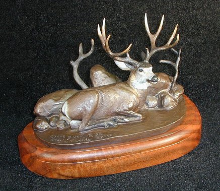 Camo Buck Bronze Sculpture