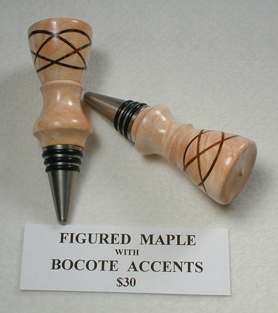Figured Maple w/Bocote accents Bottle Stopper