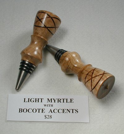Lite Myrtle w/Bocote accents Bottle Stopper